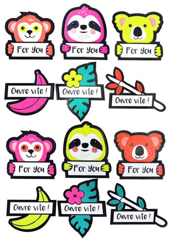 Sticker Fluo Jungle 12 Pièces
