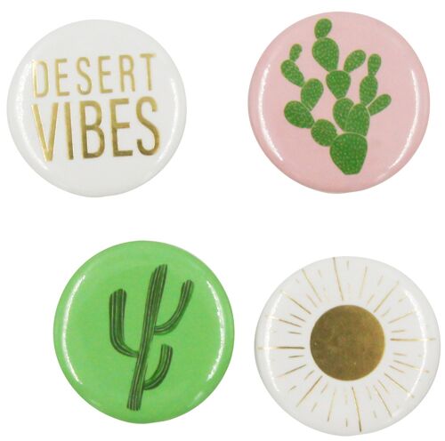 Sticker Badge Cactus 2,5cm 4 Pièces