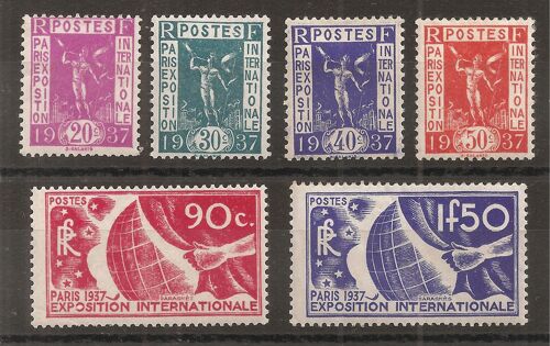 322 À 327 (1936) Série Exposition Internationale N* Avec Gommes Défectueuses (Cote 57e) (7260)