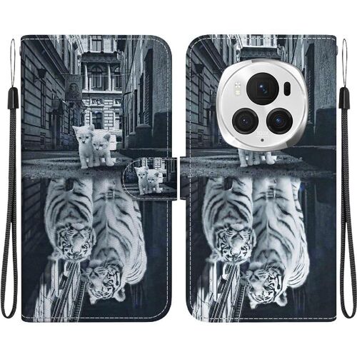 Étui Pour Honor Magic6 Pro Portefeuille Fermeture Magnétique Fleur Papillon Peinte Fentes Pour Cartes Cuir Pu - C6