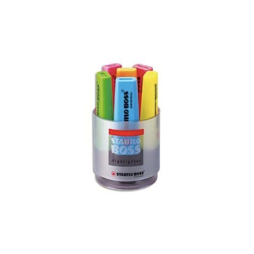 Stabilo Boss - Pot À Crayons Garni De 6 Surligneurs - Pointe Biseautée - Coloris Assortis