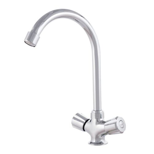 Robinet de lavabo en alliage de zinc, plaqué chrome, eau chaude-froide, tuyaux, bec haut, deux poignées [QLI-FA938]