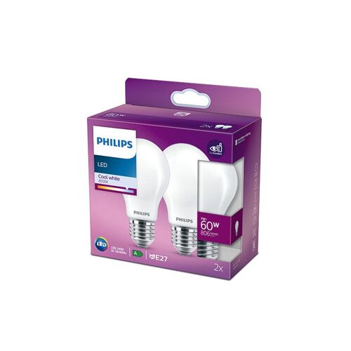 Pack 2 Ampoule Led Philips E27 A60 7w 806lm 4000k [Ph-929001323557]