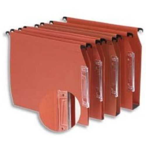 Esselte - Boîte De 25 Dossiers Suspendus Kori Pour Armoire - En Kraft Orange - Volet D'agrafage - 220 G/M² - Fond 15