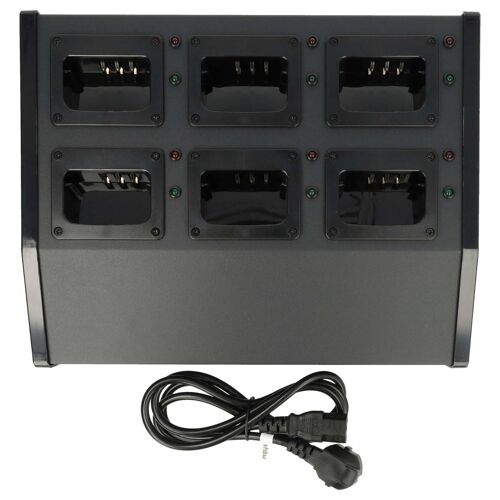 vhbw Chargeur 6 compartiments compatible avec Kenwood TK-3202E3 batteries de radio - Socle + Alimentation, 9 - 12 V, 6 A