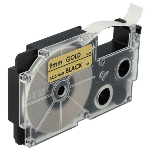 vhbw 1x Ruban compatible avec Casio KL-750E, KL-8100, KL-7400, KL-820, KL-780, KL-7200 imprimante d'étiquettes 8m x 9mm Noir sur Or