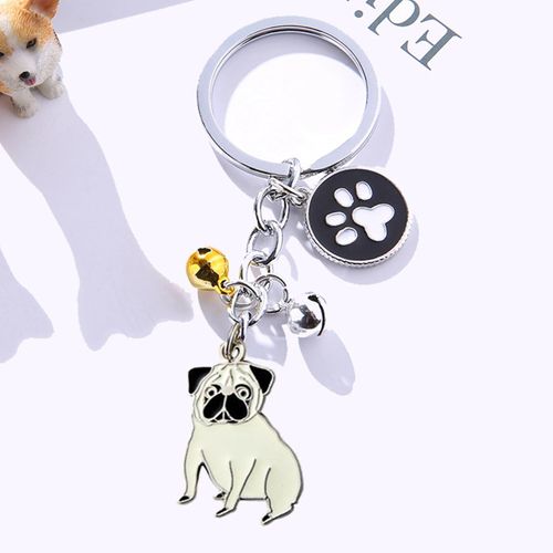 Porte-Clés Mémorial Pour Animaux De Compagnie,Pendentif Chien,Animal Maltais Blanc,Cloche En Émail,Porte-Clés Femme,Bijoux De Sac Pour Filles,10cm,1 Pièce,Mode #O