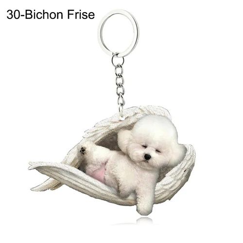 Pendentif Ange Endormi Pour Chien Et Chat,Porte-Clés Pour Animaux De Compagnie,Porte-Clés Pour Animaux De Compagnie,Clé De Sac,Cadeau De Bijoux Pour Femmes Et Filles,68 Styles - Type 30-Bichon Frise
