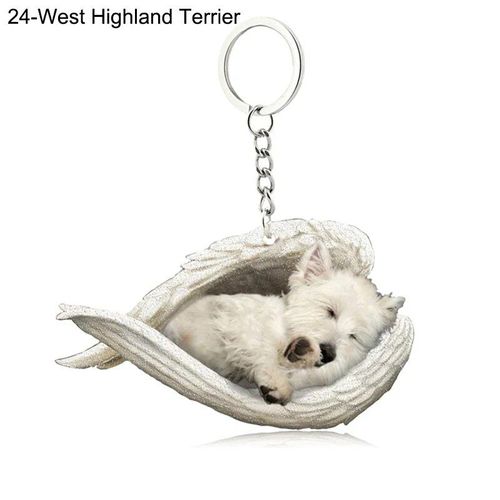 Pendentif Ange Endormi Pour Chien Et Chat,Porte-Clés Pour Animaux De Compagnie,Porte-Clés Pour Animaux De Compagnie,Clé De Sac,Cadeau De Bijoux Pour Femmes Et Filles,68 Styles - Type 24-West Highland
