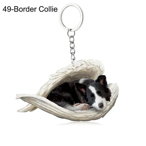Pendentif Ange Endormi Pour Chien Et Chat,Porte-Clés Pour Animaux De Compagnie,Porte-Clés Pour Animaux De Compagnie,Clé De Sac,Cadeau De Bijoux Pour Femmes Et Filles,68 Styles - Type 49-Border Collie
