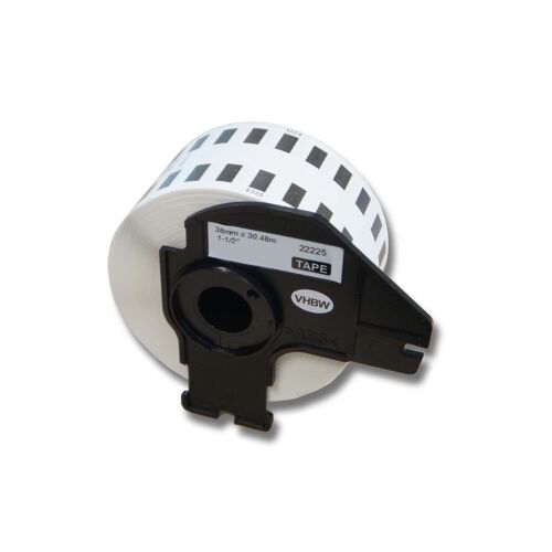 vhbw Rouleau d'étiquettes + support 38mm x 30,48m (1 étiquette) compatible avec Brother PT QL-1050, QL1050N, QL-1060 étiqueteuse blanc