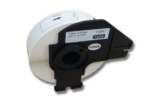vhbw Rouleau d'étiquettes + support 17mm x 87mm (300 étiquettes) compatible avec Brother PT QL-550, QL-560, QL560VP, QL-570 étiqueteuse