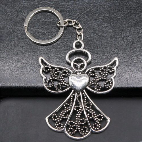 Jowomen-Porte-Clé En Métal Diy,Pendentif Ange,Porte-Clés,Souvenirs,Cadeau Créatif,Accessoires De Bijoux De Fête - Type Silver #M