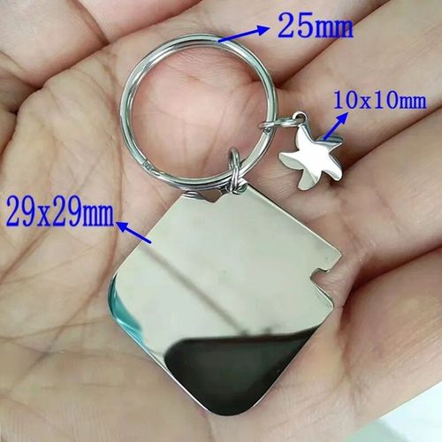 Jomirror-Porte-Clés Carré En Acier Inoxydable Poli Pour Femme,Porte-Clés Vierge,Bande,Bricolage,Porte-Clés Exécutif,Cadeaux,1pc #N2