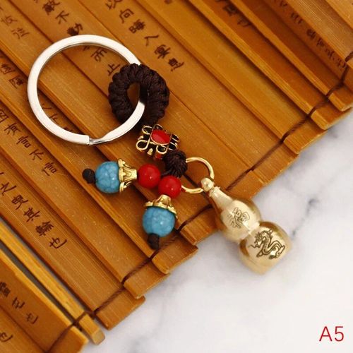 Porte-Clés En Laiton Feng Shui Chinois,Pièces Antiques,Bonne Fortune,Gourde Solide,Richesse,Succès,Bijoux,60 Styles - Type 1pc #I