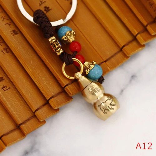 Porte-Clés En Laiton Feng Shui Chinois,Pièces Antiques,Bonne Fortune,Gourde Solide,Richesse,Succès,Bijoux,60 Styles - Type 1pc #F