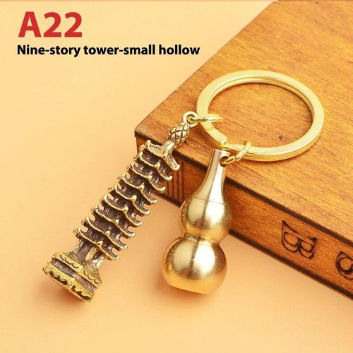 Porte-Clés En Laiton Feng Shui Chinois,Pièces Antiques,Bonne Fortune,Gourde Solide,Richesse,Succès,Bijoux,60 Styles - Type 1pc #W