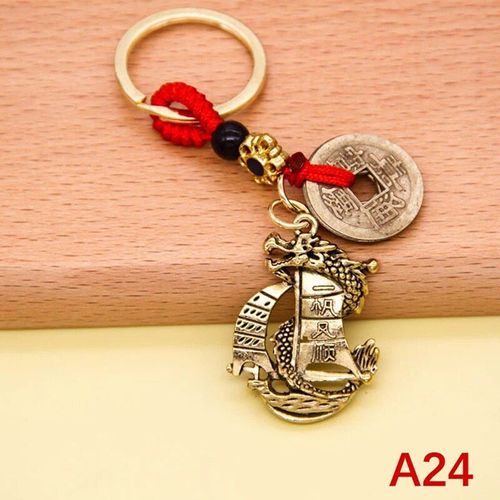Porte-Clés En Laiton Feng Shui Chinois,Pièces Antiques,Bonne Fortune,Gourde Solide,Richesse,Succès,Bijoux,60 Styles - Type 1pc #O2
