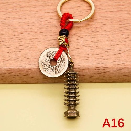 Porte-Clés En Laiton Feng Shui Chinois,Pièces Antiques,Bonne Fortune,Gourde Solide,Richesse,Succès,Bijoux,60 Styles - Type 1pc #S2