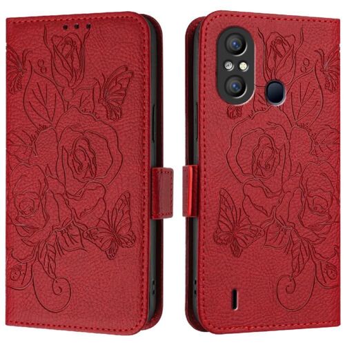 Étui Pour Itel A58/A49 Portefeuille Magnétique Cuir Pu Avec Fente Pour Carte De Crédit - Rouge