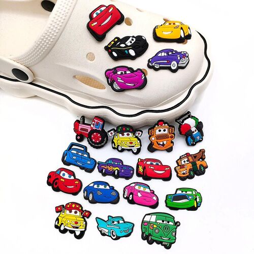 20pcs / Set Cartoon Cars Shoe Charms For Kids Boys Girls Shoe Decoration Shoes Charms For Diy Croc Clog Sandals Bracelet Décoration Accessoires Party Fa