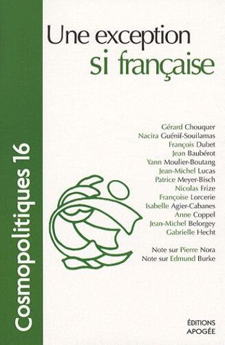 Cosmopolitiques N° 16 - Une Exception Si Française