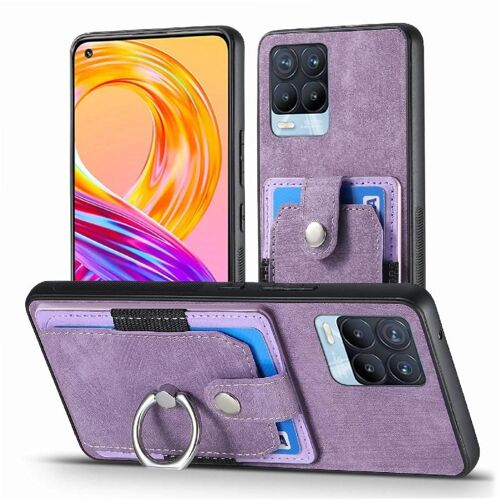 Étui Pour Realme 8 Pro Fente Pour Crad Support De Voiture Magnétique Support Support De Bague - Violet