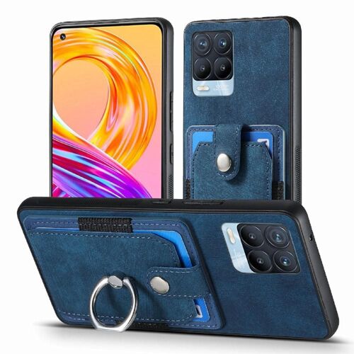 Étui Pour Realme 8 Pro Fente Pour Crad Support De Voiture Magnétique Support Support De Bague - Bleu