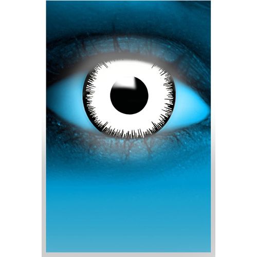 Lentilles De Contact Halloween Uv Blanches \U2013 Effet Uv-Vampire, Sans Correction, 1 Paire (2 Pcs), Lumineuses Sous Lumière Noire \U2013 Accessoire De Déguisement