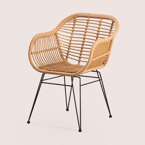 Chaise de salle à manger en rotin synthétique Zole Noir
