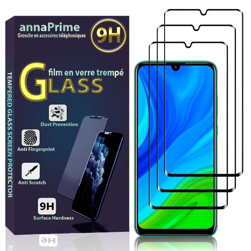 Lot / Pack De 3 Films Verre Trempé Pour Huawei P Smart 2020 6.21" De Protection D'écran - Couleur Noir