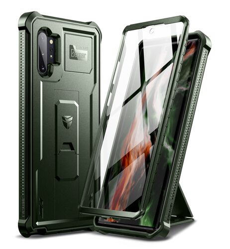 Dexnor pour Coque Samsung Galaxy Note 10 Plus, [Protecteur d'écran et Support Intégrés] Bouclier Antichoc de Protection de Qualité Militaire Lourde pour Samsung Note 10+ - Vert