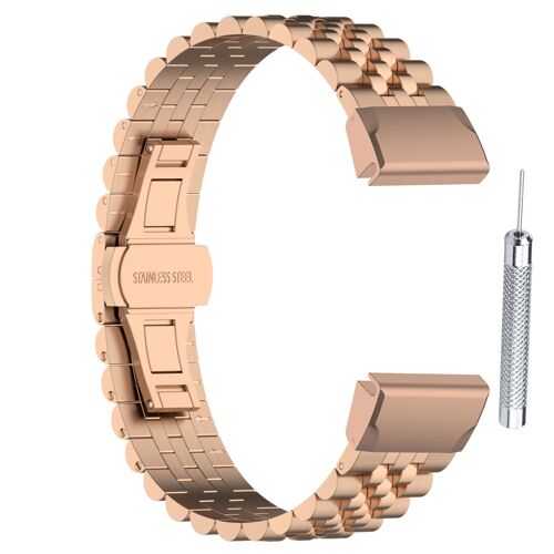 Bracelet De Montre En Acier Inoxydable Or Rose Garmin Fenix 6x Gps/6x Pro/6x Sapphire Gps/5x Sapphire/5x Gps/5x Plus/3/3 Hr/3 Sapphire/D2 Bravo/Quaitx 3/Tactix Bravo/Descent Mk1