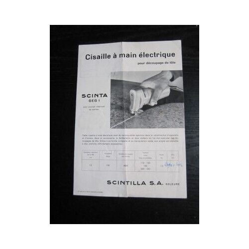 Prospectus 1 Feuillet : Scinta. Cisaille À Main Électrique / Tournevis Électrique