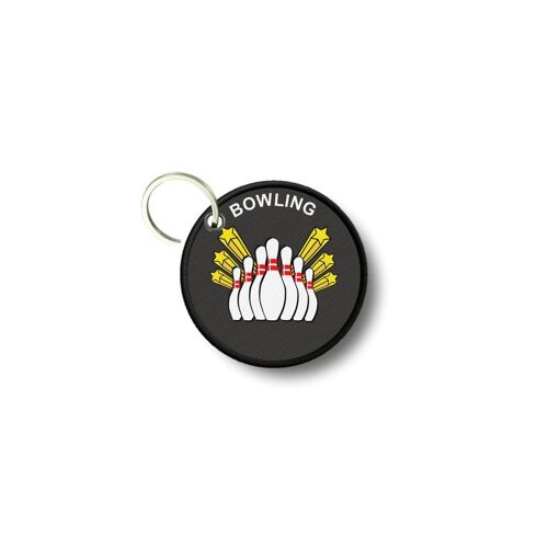 Porte Cles Clé Clefs Rond Imprime Double Face Bowling Etoile