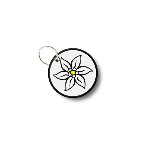 Porte Cles Clé Clefs Rond Imprime Double Face Edelweiss