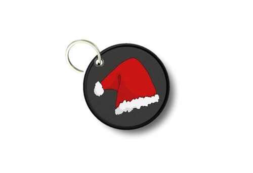Porte Cles Clé Clefs Rond Imprime Double Face Bonnet Pere Noel