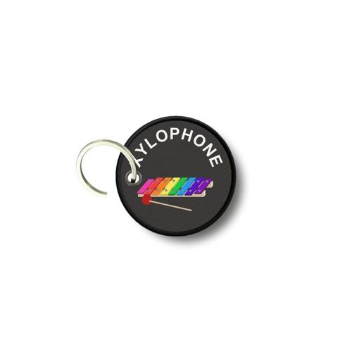 Porte Cles Clé Clefs Rond Imprime Double Face Xylophone Instument Musique