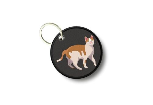 Porte Cles Clé Clefs Rond Imprime Double Face Chat Chaton Roux