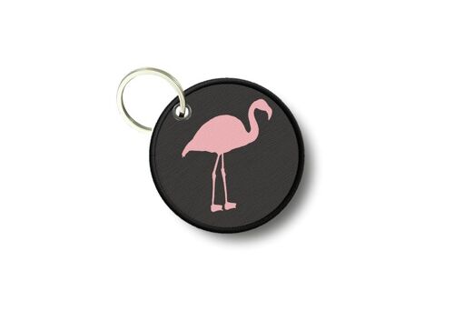 Porte Cles Clé Clefs Rond Imprime Double Face Flamand Rose