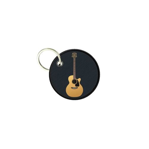Porte Cles Clé Clefs Rond Imprime Double Face Musique Guitare