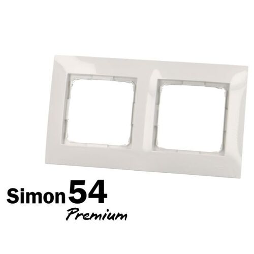 Plaque double - Simon - Simon 54 Premium - Blanc - Plastique - 2 postes