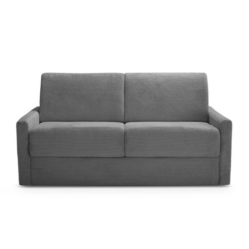 Canapé Convertible 3 Places En Velours Côtelé Anthracite