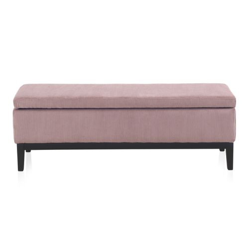 Pouf Tapissé Rose Pastel Avec Pieds En Bois Noir