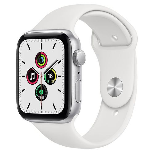 Apple Watch SE (GPS) - Boitier 44 mm aluminium argent avec bracelet sport blanc
