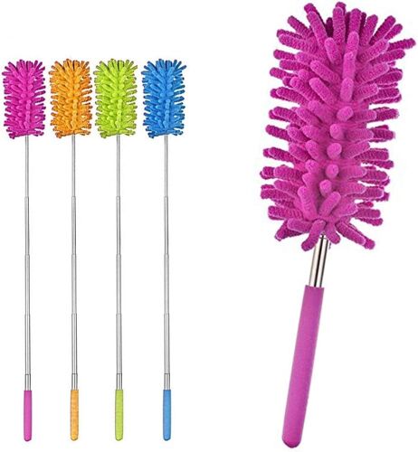 1 x PLUMEAU MULTIFONCTIONNEL DE NETTOYAGE EN MICROFIBRE TÉLESCOPIQUE À EXTENSION, BROSSE À PLUME, 1 Rose rose