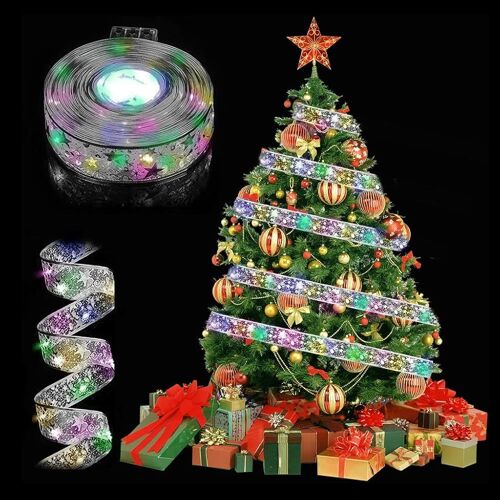 Lumières De Ruban De Sapin De Noël, 5m Décoration De Noël Ruban, Guirlande Lumineuse Ruban Led, Lumières De Décoration De Sapin De Noël, Pour Noël Intérieur En Plein Air (Argent)