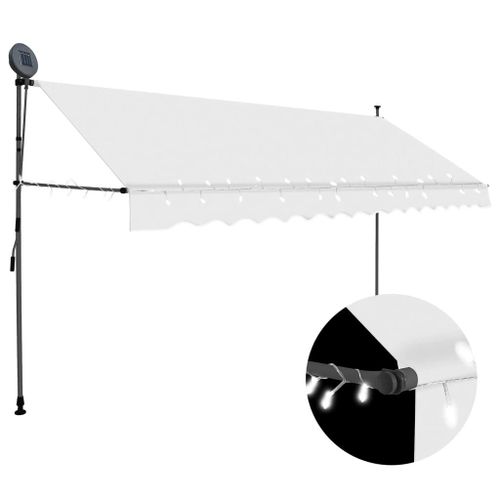 Vidaxl Auvent Manuel Rétractable Avec Led 350 Cm Crème