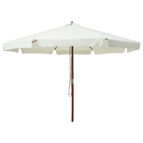vidaXL Parasol avec mât en bois 330 cm Blanc sable
