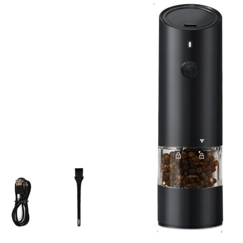 USB Rechargeable Pepper Grinder, Electric Pepper Grinder, Bbq Sea Salt Household Grinder Black